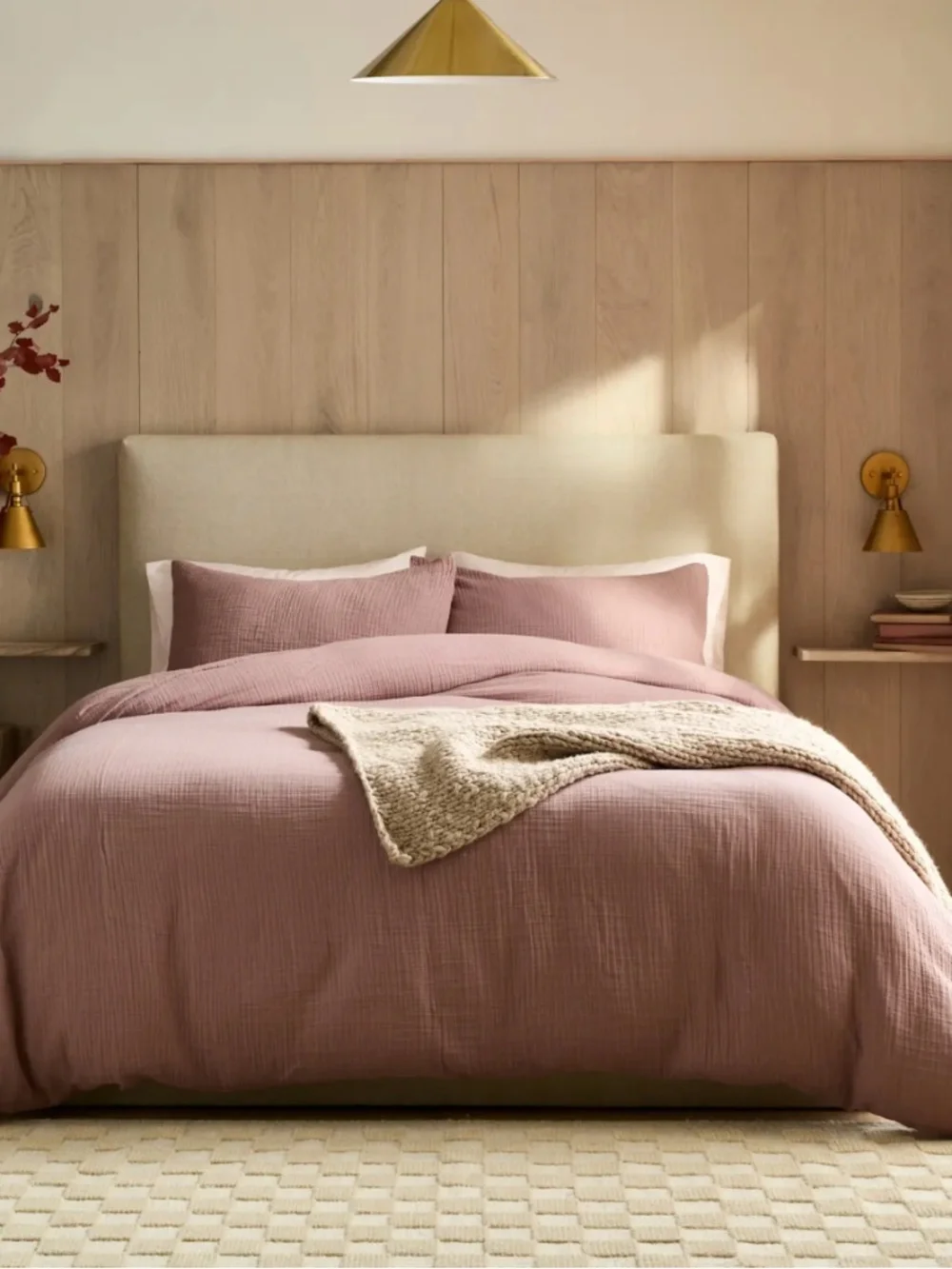 Organic Cotton Gauze Duvet Cover Fig Mauve King